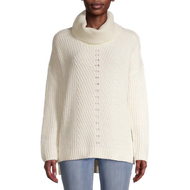 Time and Tru Women's Textured Cowl Neck Sweater - Walmart.com | Walmart (US)