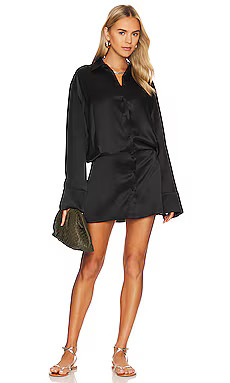 AEXAE Silk Shirt Dress in Black from Revolve.com | Revolve Clothing (Global)