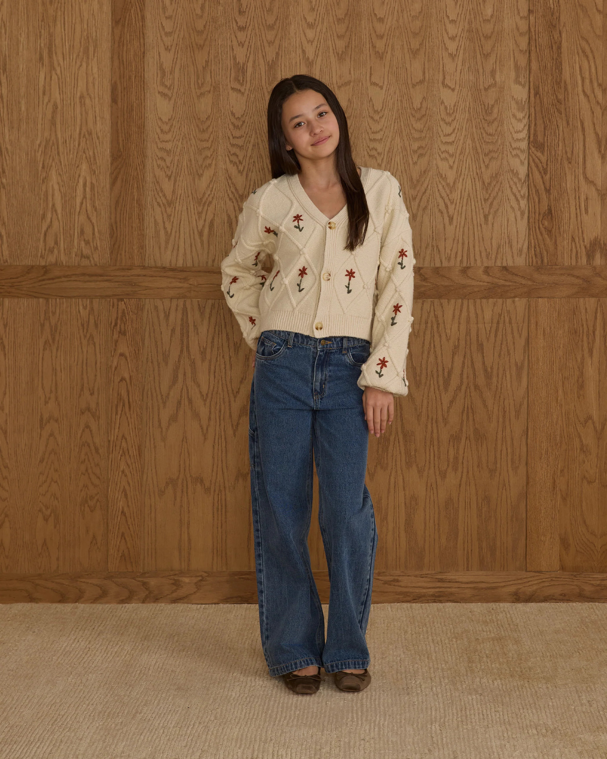 Boxy Crop Cardigan || Winter Daisy Embroidery | Rylee + Cru
