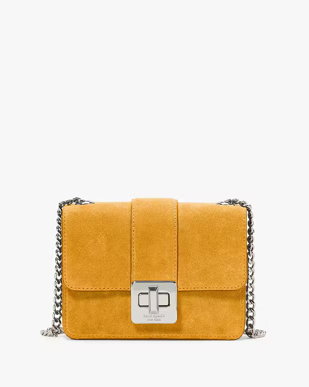 Phoebe Suede Turnlock Mini Flap Crossbody | Kate Spade Outlet