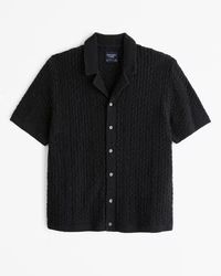 Crochet-Style Stitch Button-Through Sweater Polo | Abercrombie & Fitch (US)