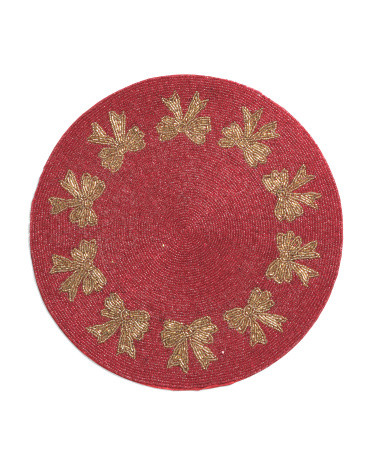 Bow Border Round Beaded Placemat | TJ Maxx