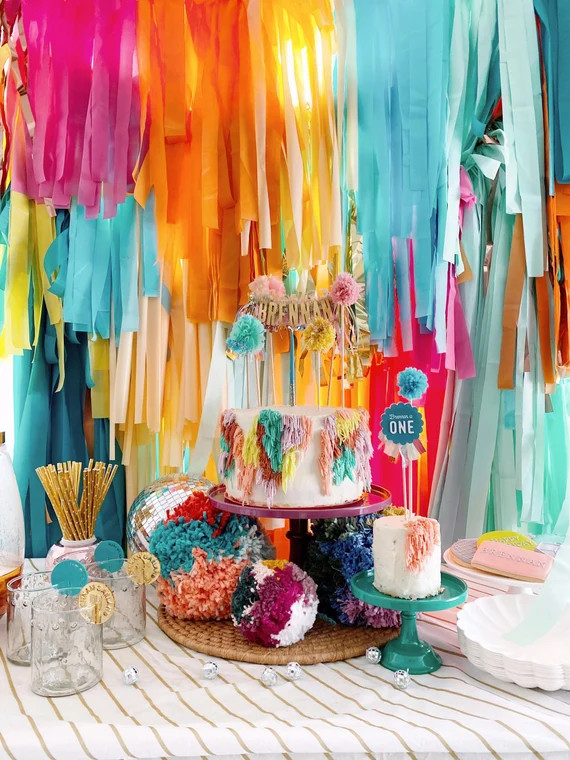 4 Piece Tablecloth Fringe Backdrop Colorblock | Etsy | Etsy (US)