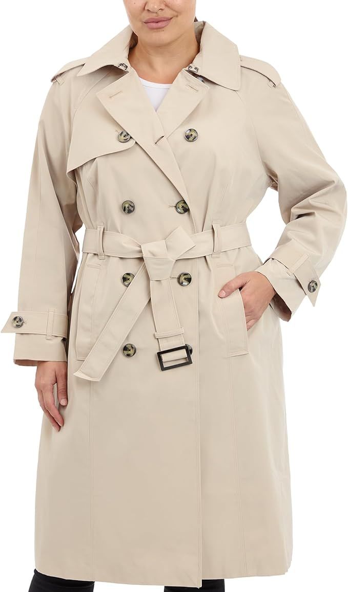 London Fog Women's 3/4 Length Double-Breasted Trench Coat with Belt | Amazon (US)