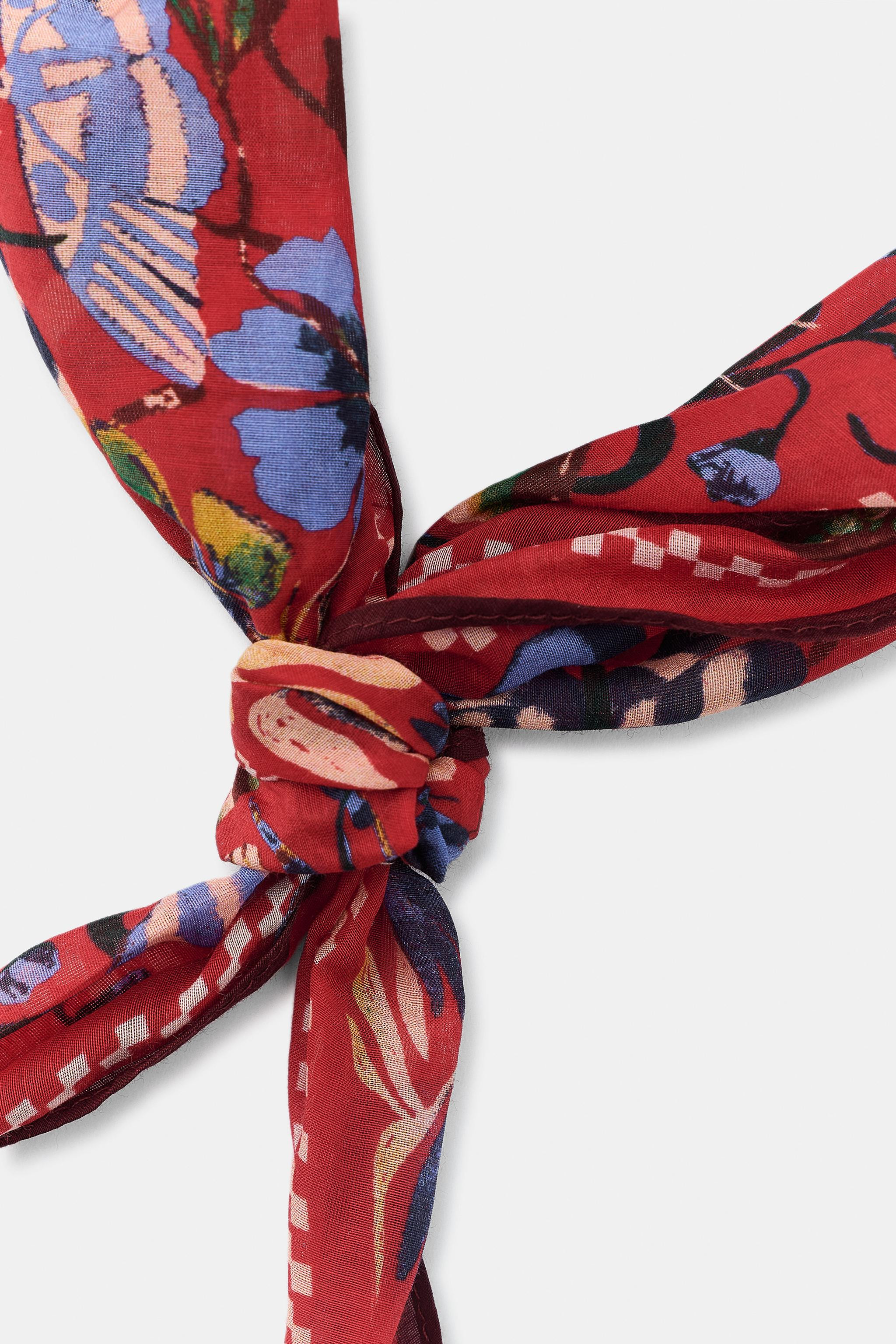 PRINTED SILK CHARM BANDANA | Zara US