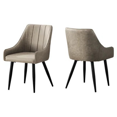Contemporary Dining Chairs , 2 Pieces, Taupe Upholstery, Corrosion Legs Of Room Chairs, Upholstered, Covering | Wayfair North America