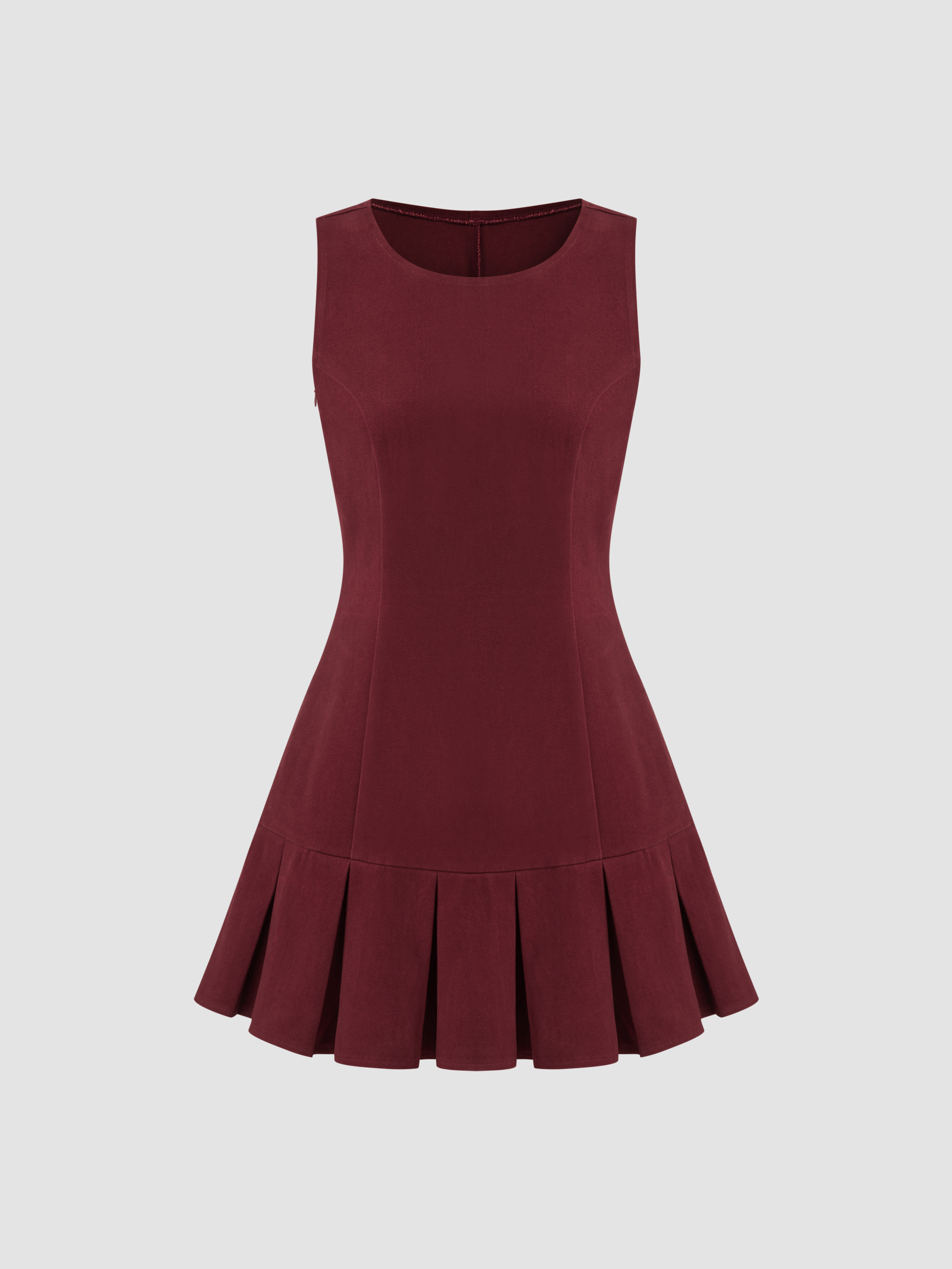 100% Cotton Boat Neck Pleated Mini Dress | Cider