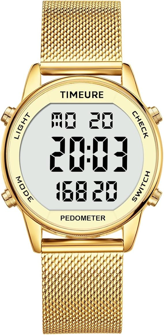 Women's Step Counter Pedometer Watch with Stainless Steel Bracelet, Stylish Design, No App, No Ch... | Amazon (US)