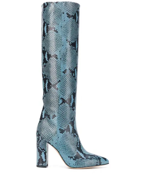 knee-length snake print boots | Farfetch (US)