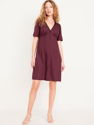 Button-Down Crepe Mini Dress | Old Navy (US)