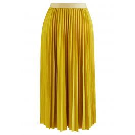 Simplicity Pleated Midi Skirt in Mustard | Chicwish