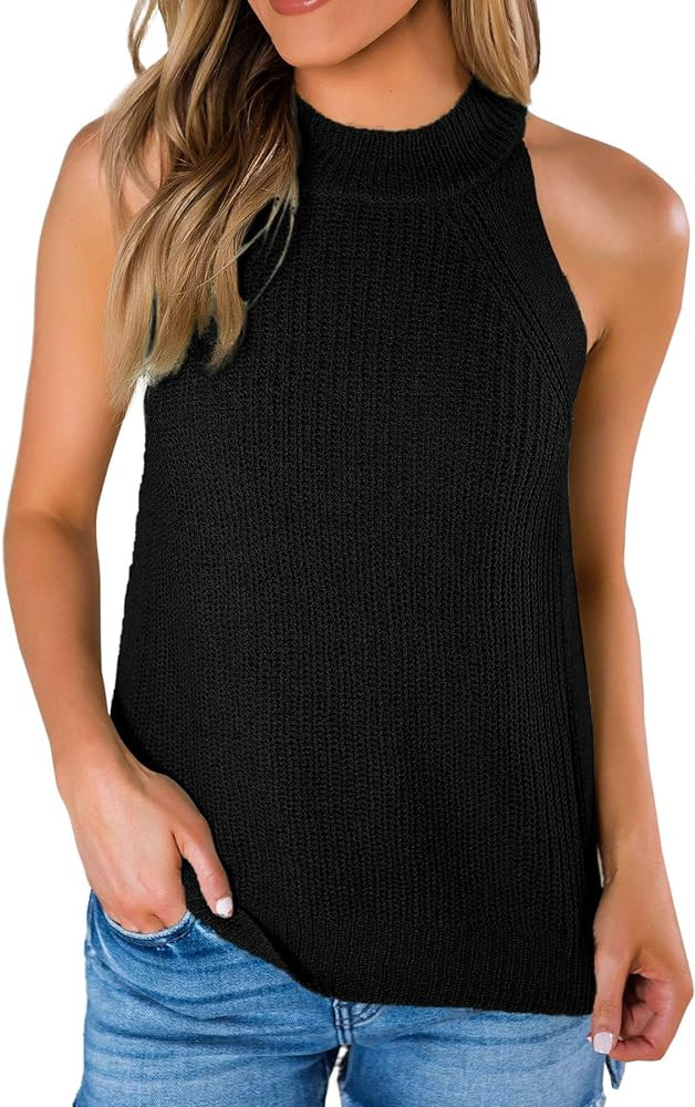 Imily Bela Women's Summer Halter Tank Tops Sleeveless Casual Racerback Loose Shirts Knit Cami Swe... | Amazon (US)