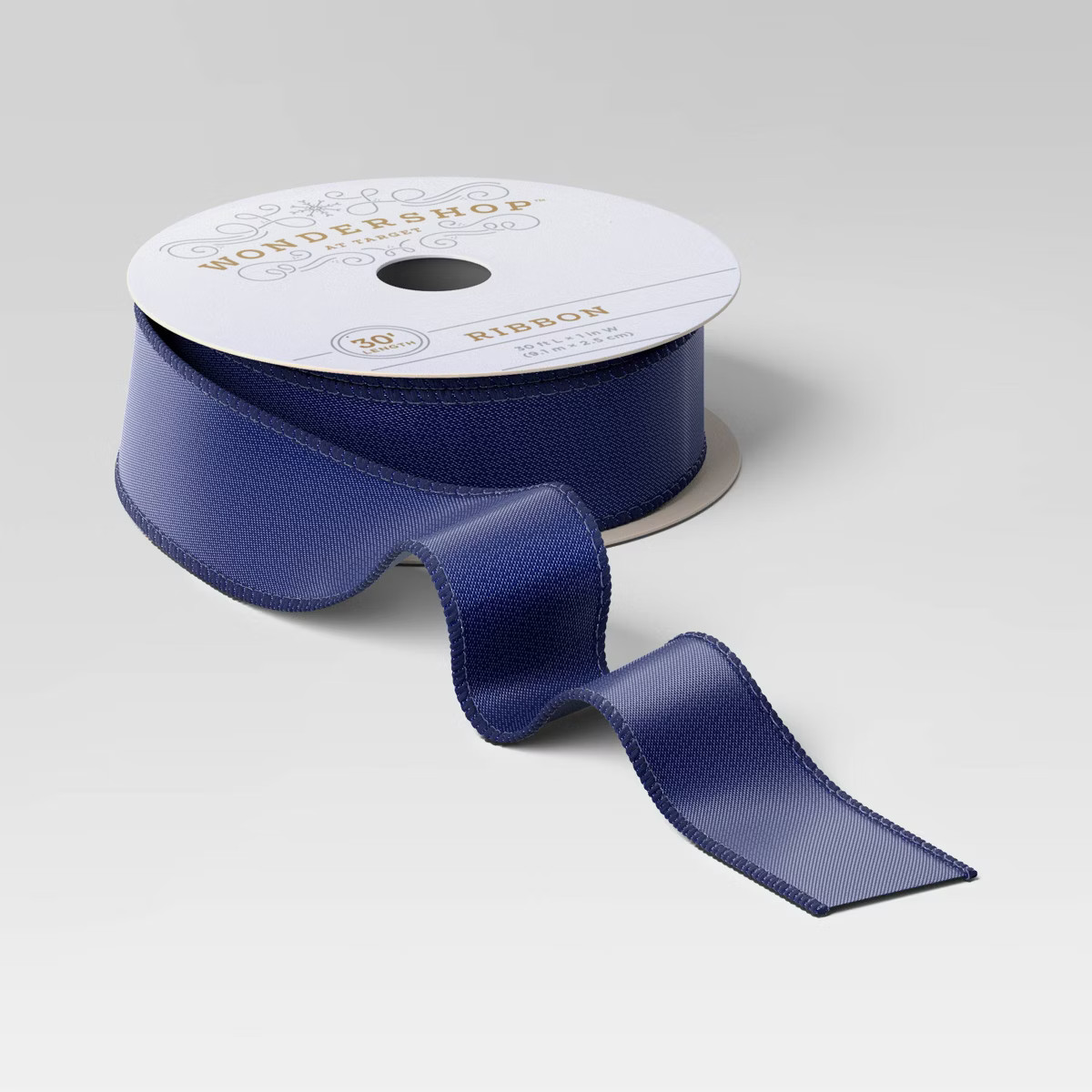 30' Christmas Fabric Ribbon Navy Satin - Wondershop™ | Target
