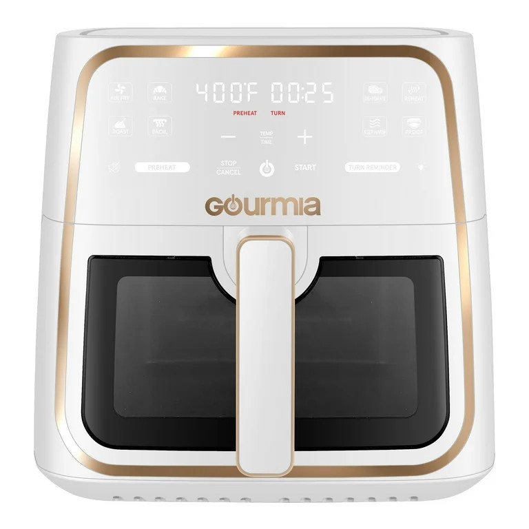 Gourmia 8-Quart Digital Window Air Fryer, with 8 One-Touch Functions, White | Walmart (US)