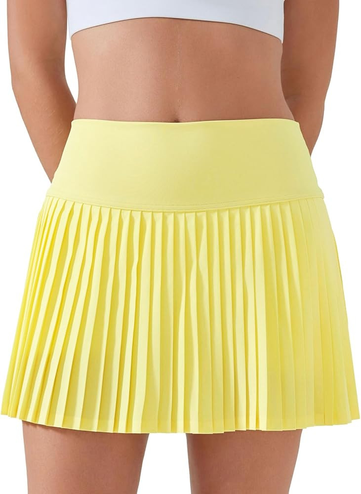 altiland Womens' Cool Feeling Pleated Tennis Athletic Running Mini Skirts with Shorts 3" | Amazon (US)