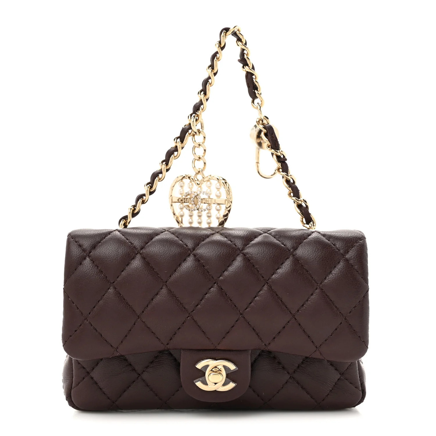 Chanel Lambskin Quilted Mini Double Flap With Hook Dark Brown 1706314 | FASHIONPHILE (US)