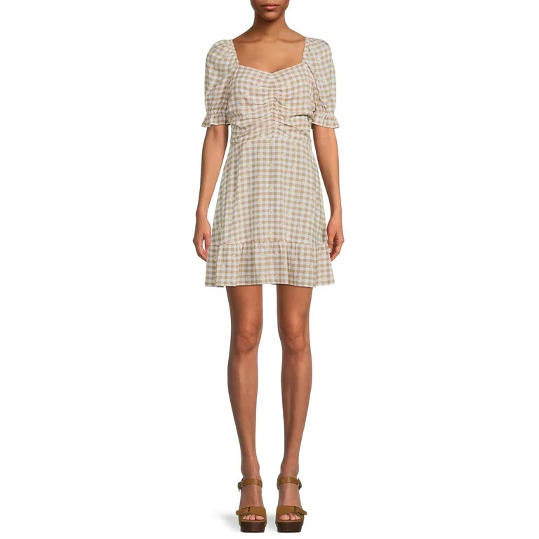 No Boundaries Juniors’ Puff Sleeve Dress - Walmart.com | Walmart (US)