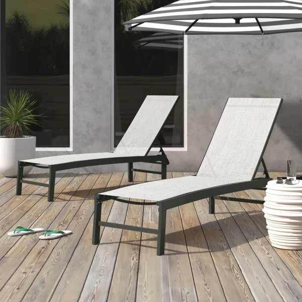 Blevens Outdoor Metal Chaise Lounge (Set of 2) | Wayfair North America