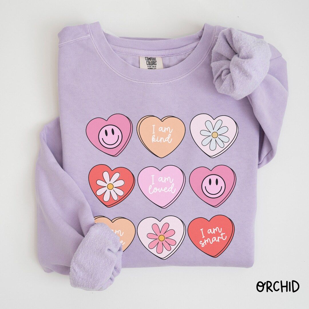 Positive Affirmations Comfort Colors® Sweatshirt Teacher Valentine Crewneck Women's Valentines D... | Etsy (US)