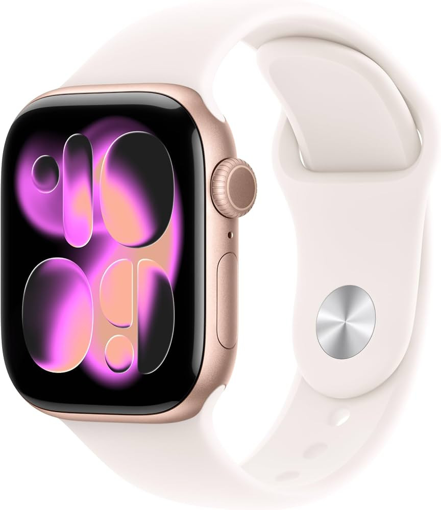 Apple Watch Series 11 [GPS 42mm] Smartwatch with Rose Gold Aluminum Case with Light Blush Sport Band - S/M. Sleep Score, Fitness Tracker, Health Monitoring, Always-On Display, Water Resistant | Amazon (US)