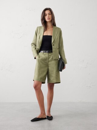 Linen-Tencel Fitted Blazer | Banana Republic Factory
