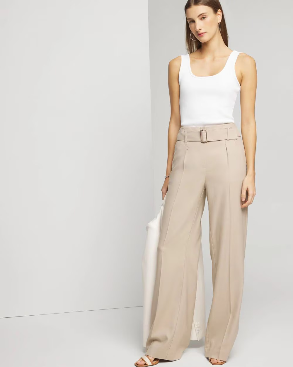 Petite Belted Wide-Leg Woven Pants | White House Black Market