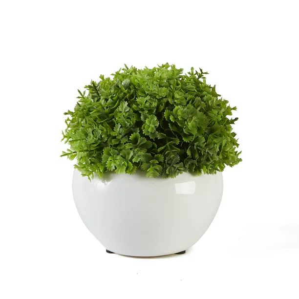 Simple Faux Potted Plant in Glossy White Ceramic Pot | Walmart (US)