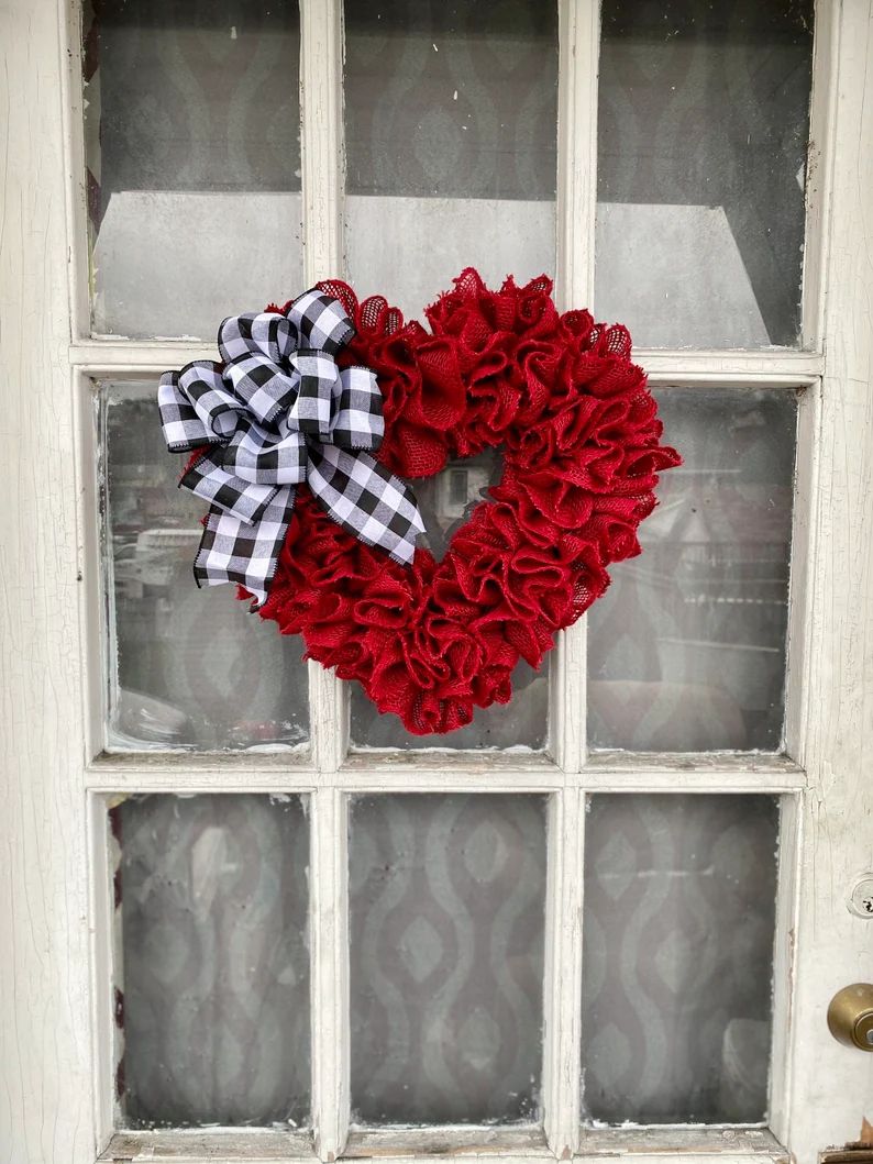 Valentines Day Wreath Valentines Wreath Heart Wreath Burlap | Etsy | Etsy (US)