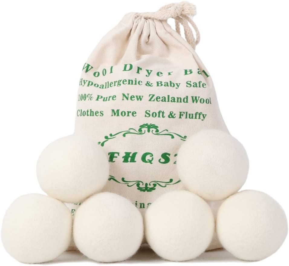 FHQSX Wool Dryer Balls Organic XL 6-Pack, Reusable Natural Fabric Softener, Reduces Wrinkles,Drye... | Amazon (US)