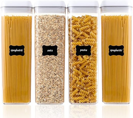 Airtight Food Storage Containers, Vtopmart 4 Pieces BPA Free Plastic Spaghetti Containers with Ea... | Amazon (US)