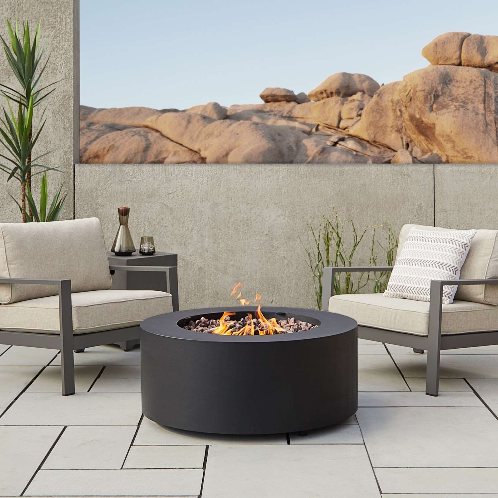 Aegean Round Propane or Natural Gas Fire Pit Table | Real Flame