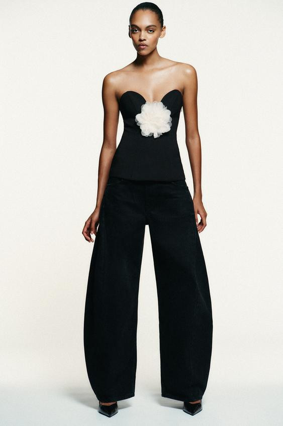 CONTRAST FLOWER BANDEAU TOP | Zara UK