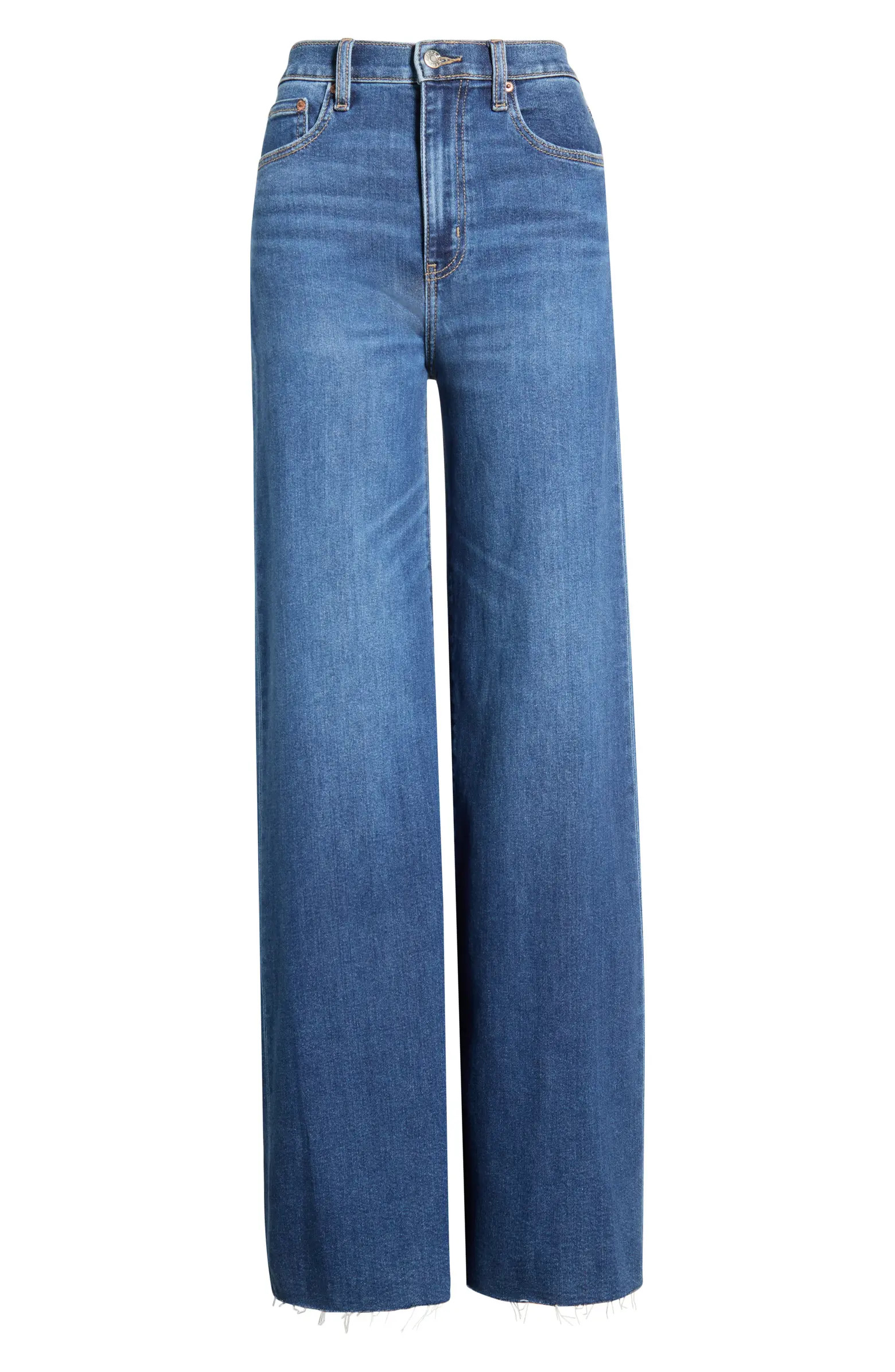 Far Out High Waist Raw Hem Wide Leg Jeans | Nordstrom