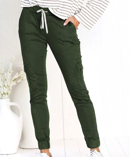 Green Drawstring Pocket Joggers - Women & Juniors | Zulily
