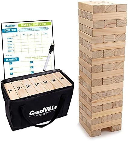 Giant Tumbling Timber Toy - Jumbo JR. Wooden Blocks Floor Game for Kids and Adults, 56 Pieces, Pr... | Amazon (US)