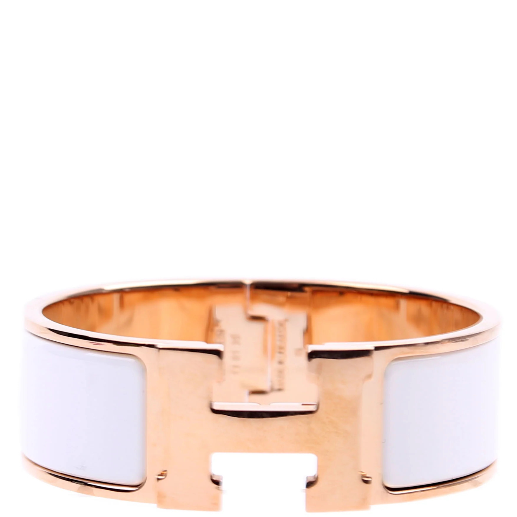 Clic Clac Wide PM Bracelet White/Rose Gold | Keeks Designer Handbags