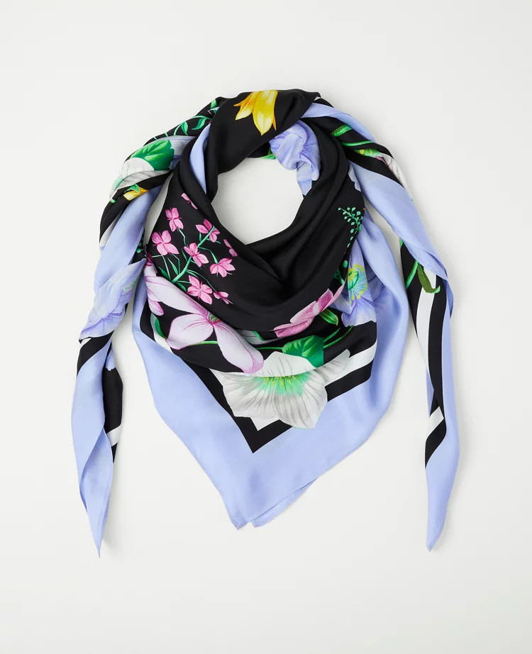 Oversized Floral Silk Scarf | Ann Taylor