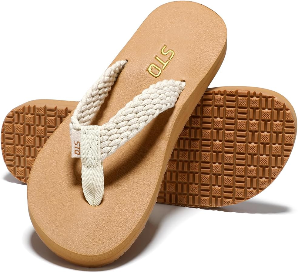 STQ Women Quick Dry Flip Flops with Yoga Mat Sole Arch Support Thong Sandal | Amazon (US)
