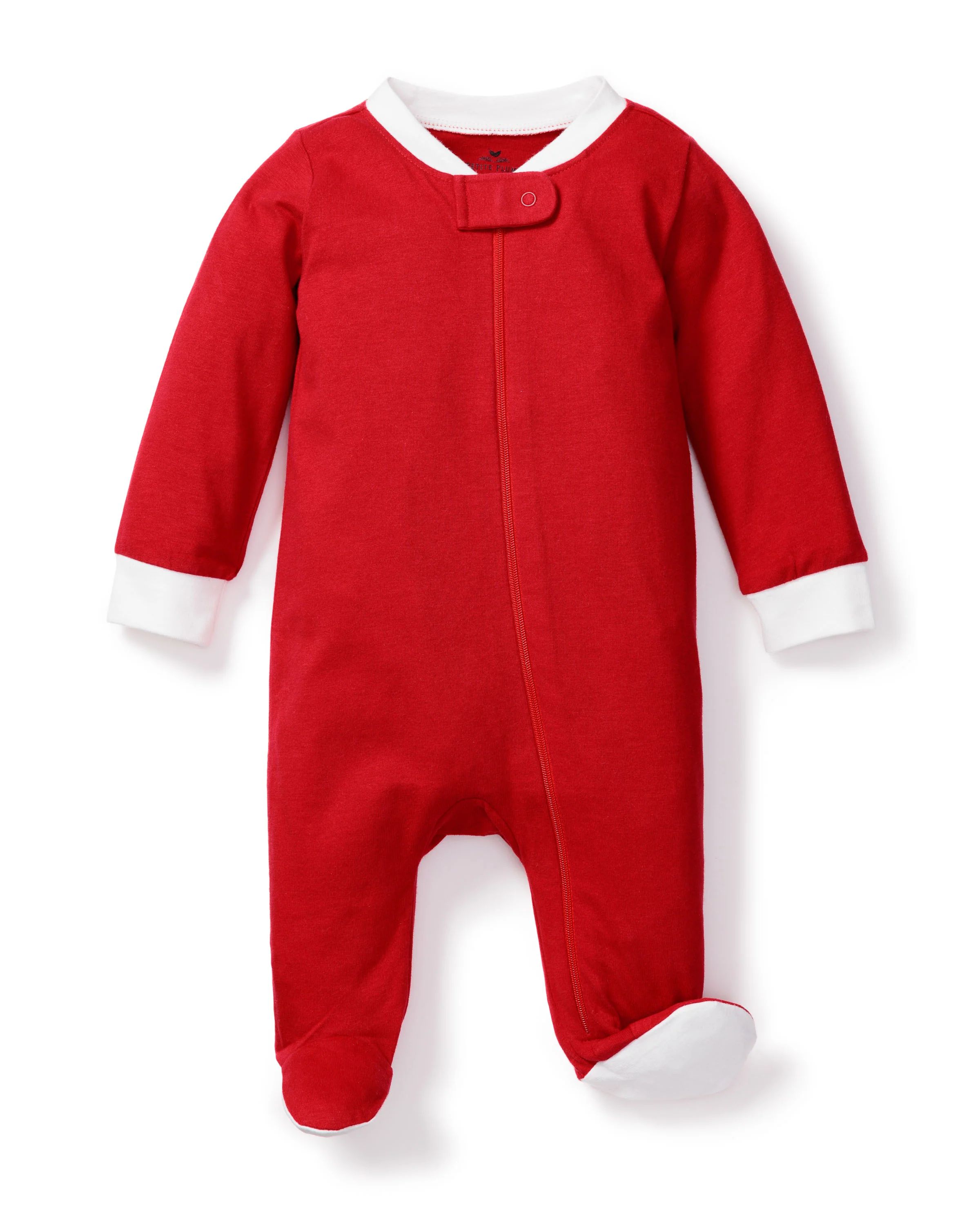 White with Red Organic Cotton Romper | Petite Plume