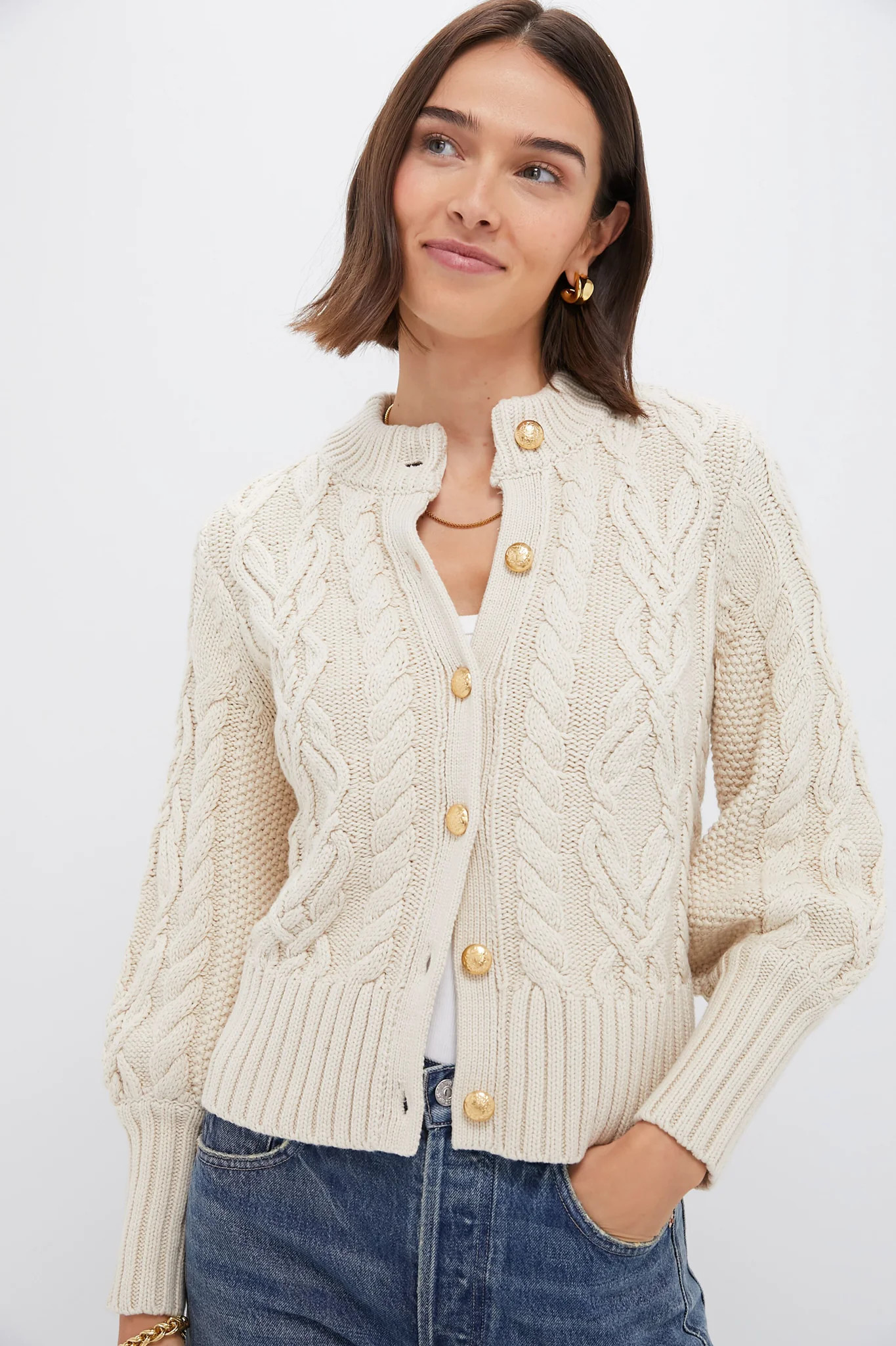 Brown Cotton Colette Cardigan | Tuckernuck (US)