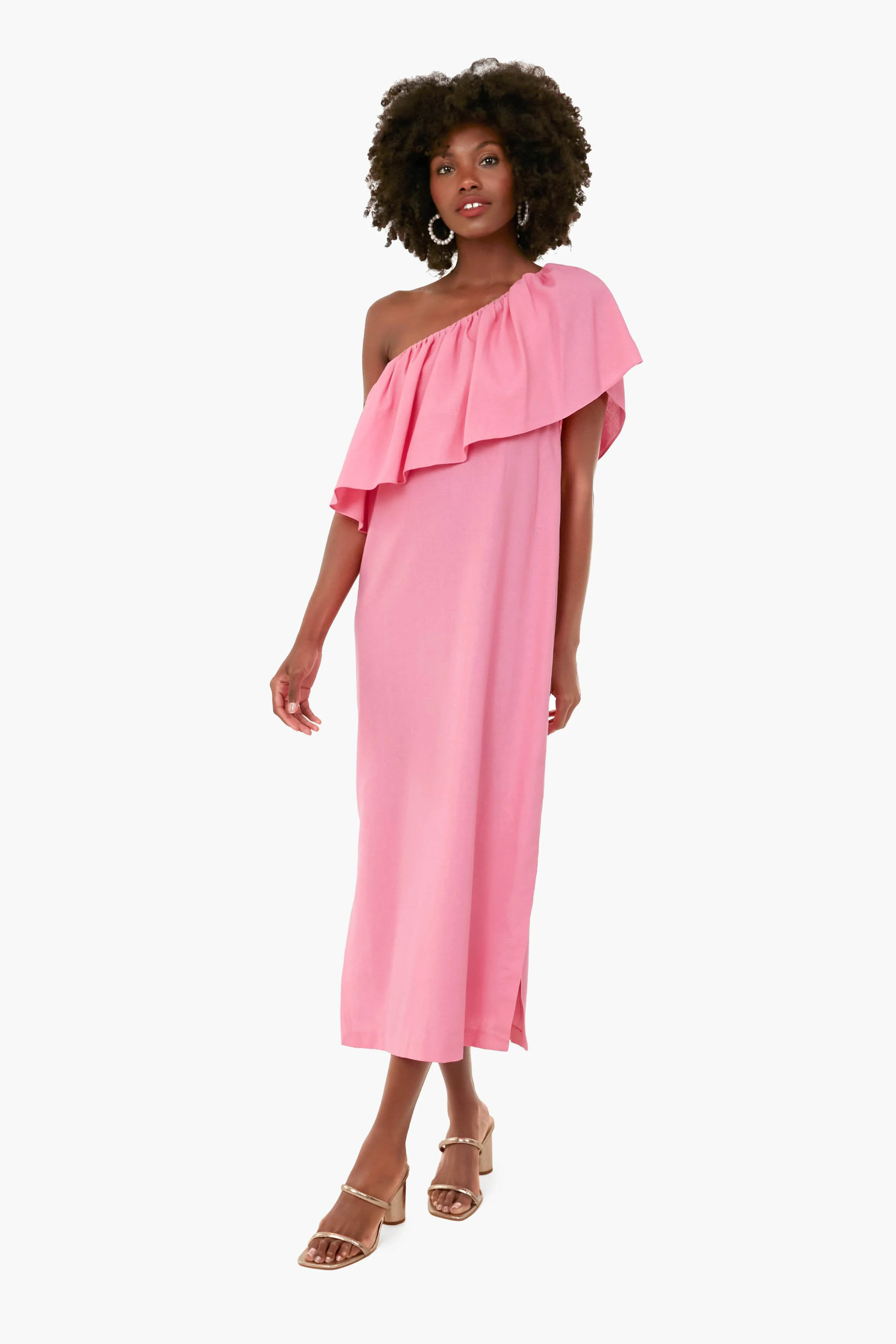 Flamingo Pink Florencia One Shoulder Dress | Tuckernuck (US)