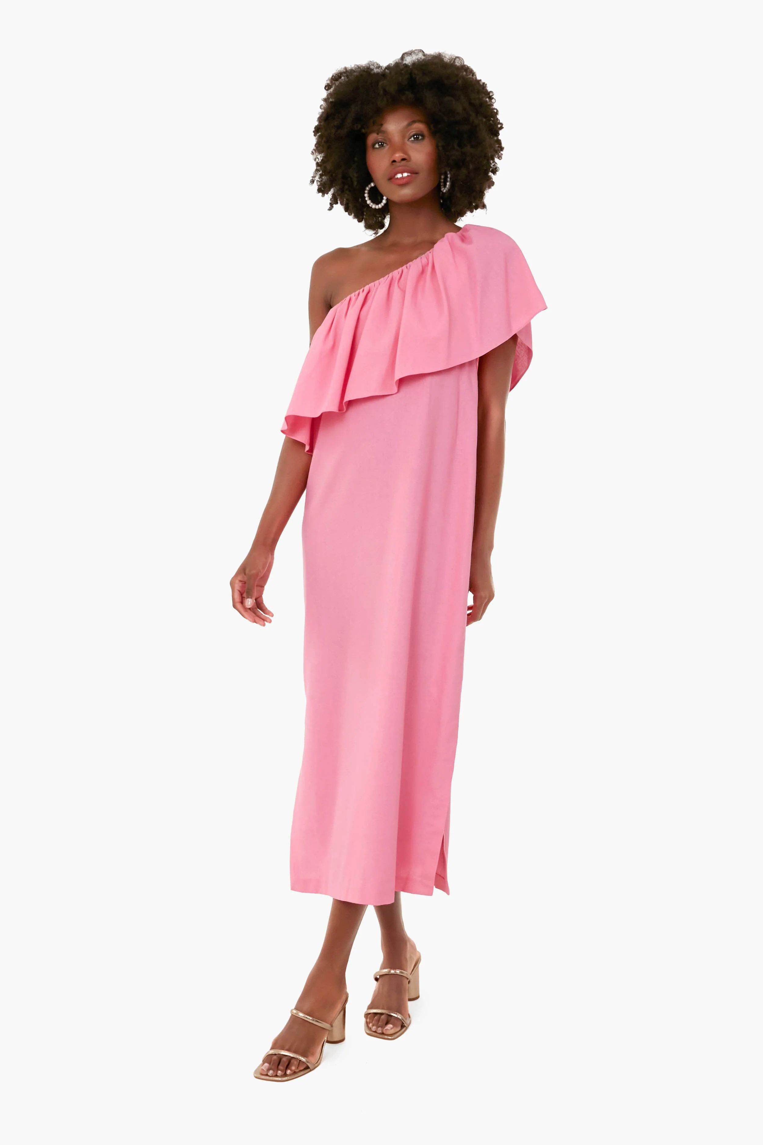 Flamingo Pink Florencia One Shoulder Dress | Tuckernuck (US)