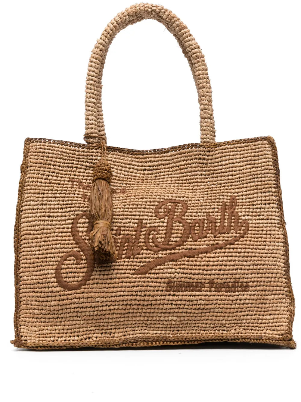 MC2 Saint Barth embroidered-logo Woven Beach Bag - Farfetch | Farfetch Global