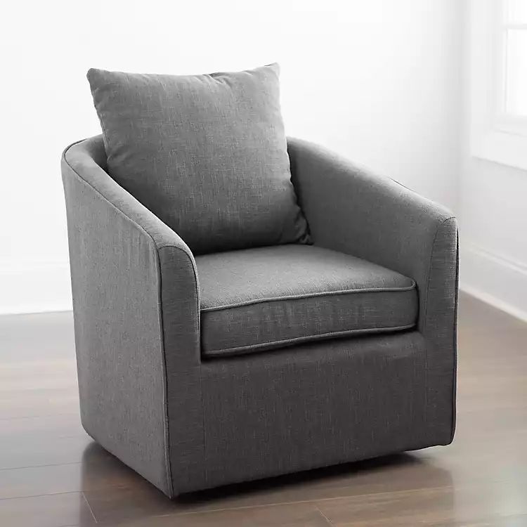 Dark Gray Club Swivel Accent Chair | Kirkland's Home