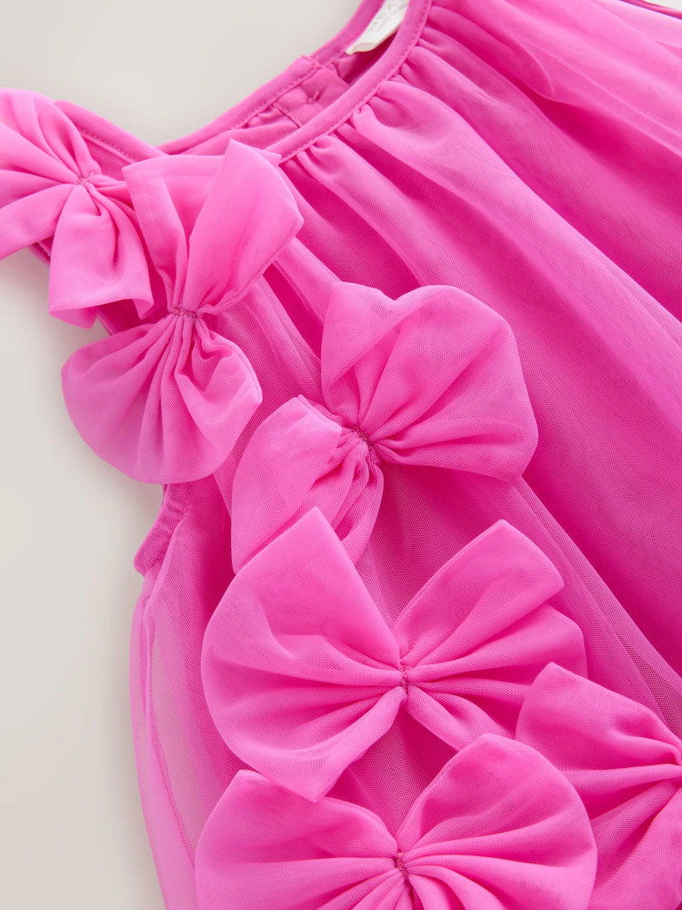 Bright Pink Bows Sleeveless Mesh Dress (3mths-7yrs) | Next US
