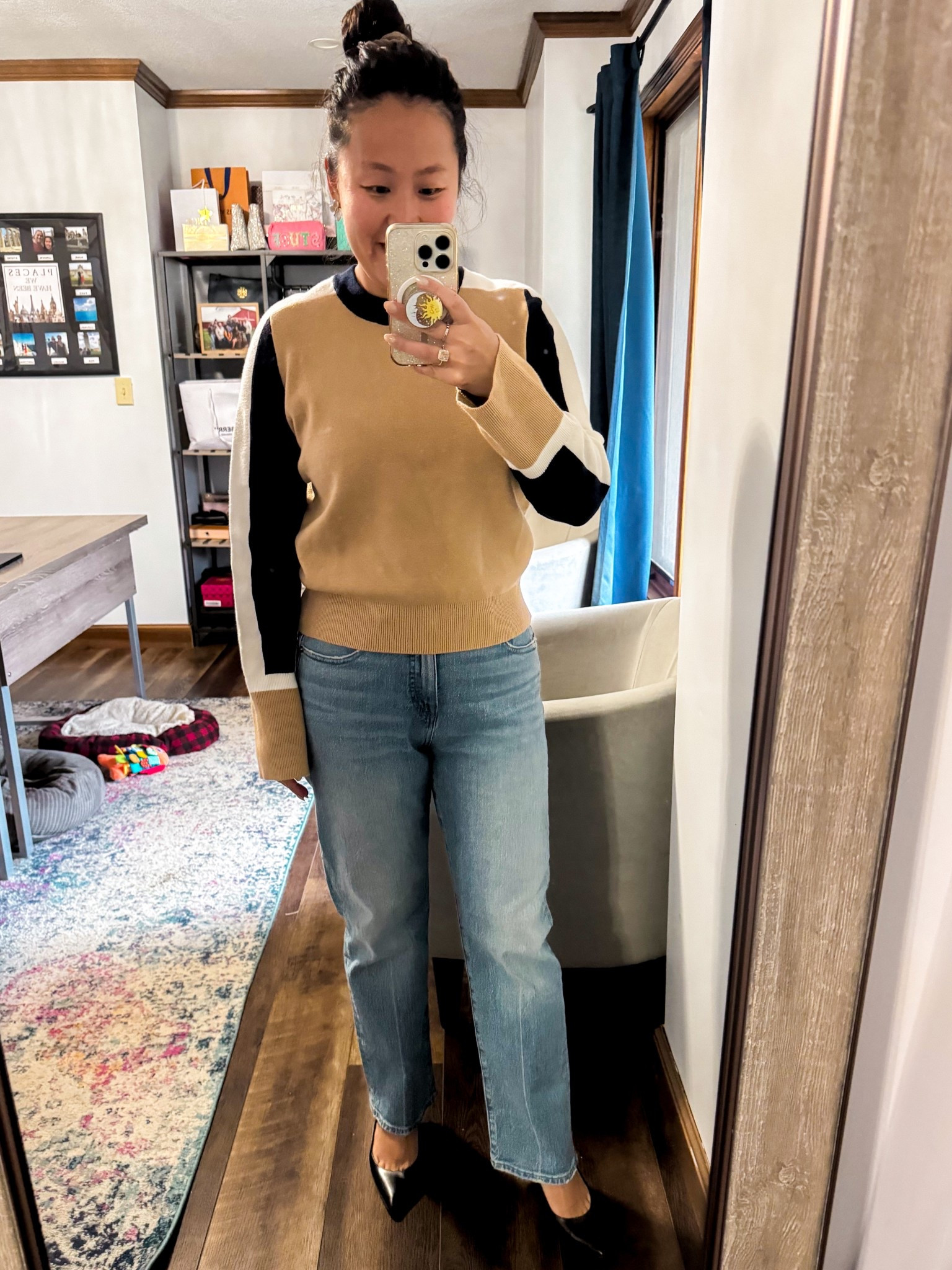 Love this color block crew neck sweater! Fits TTS. Has a matching skirt. Can be dressed up or down. 

#LTKSaleAlert #LTKStyleTip #LTKPetite