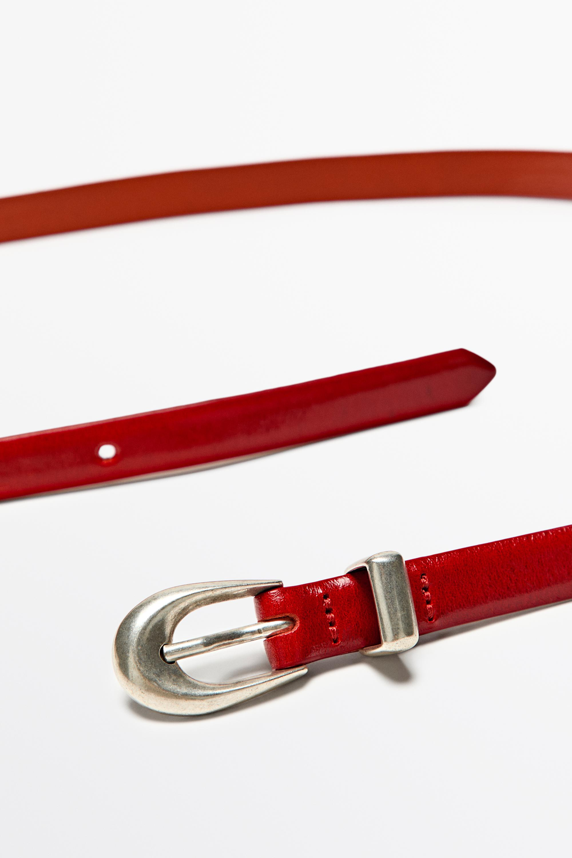 Nappa leather belt with keeper loop detail | Massimo Dutti UK