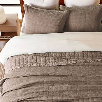 Stonewashed Cotton Quilt Set Queen Size, Ultra Soft Oversized Bedspread Coverlet Set, Lightweight... | Amazon (US)