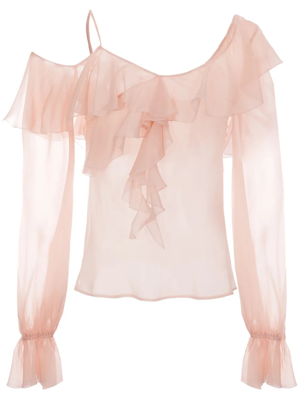 Blumarine asymmetric-neck Silk Blouse - Farfetch | Farfetch Global