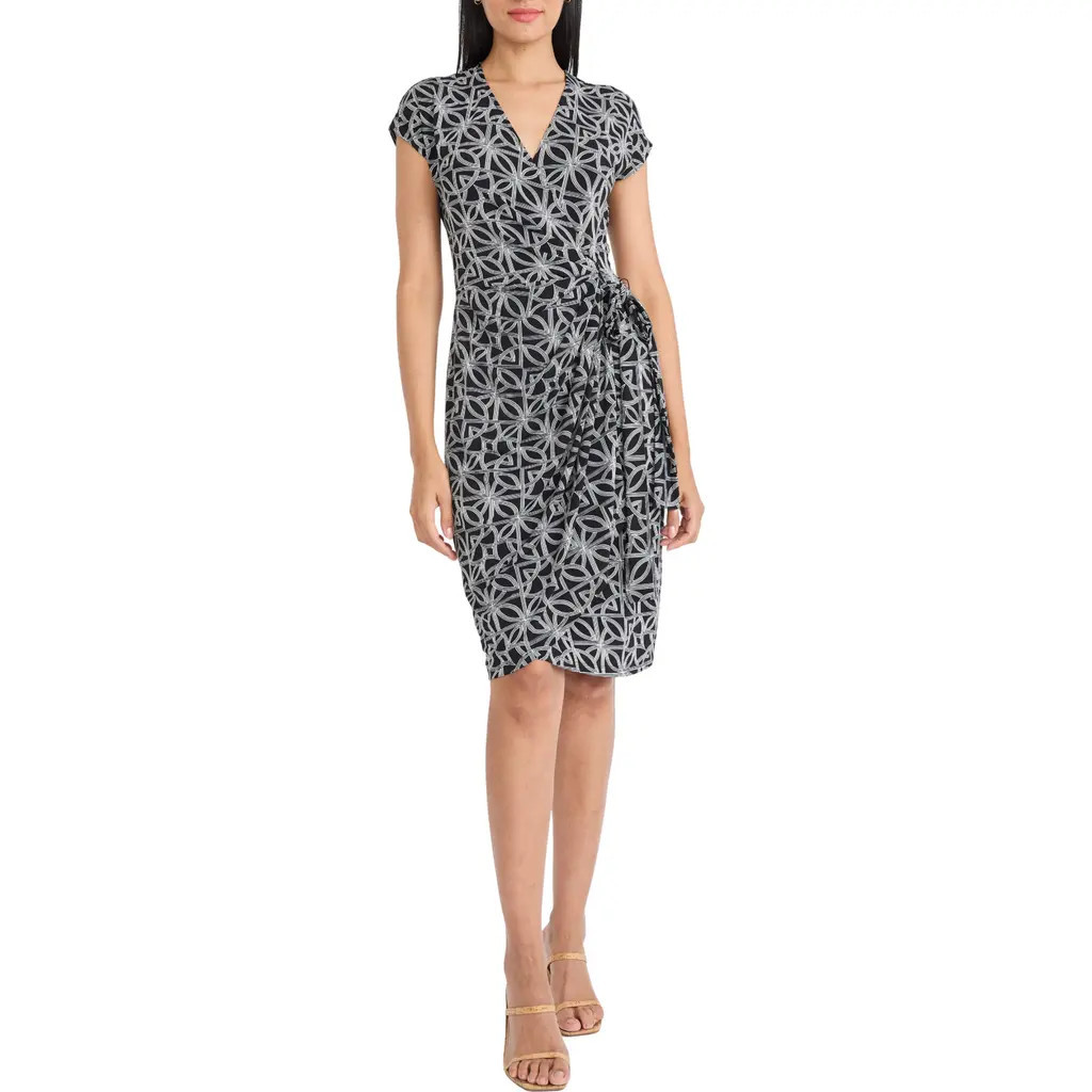 Maggy London Wrap Dress in Black/Ivory at Nordstrom Rack, Size 2 | Nordstrom Rack